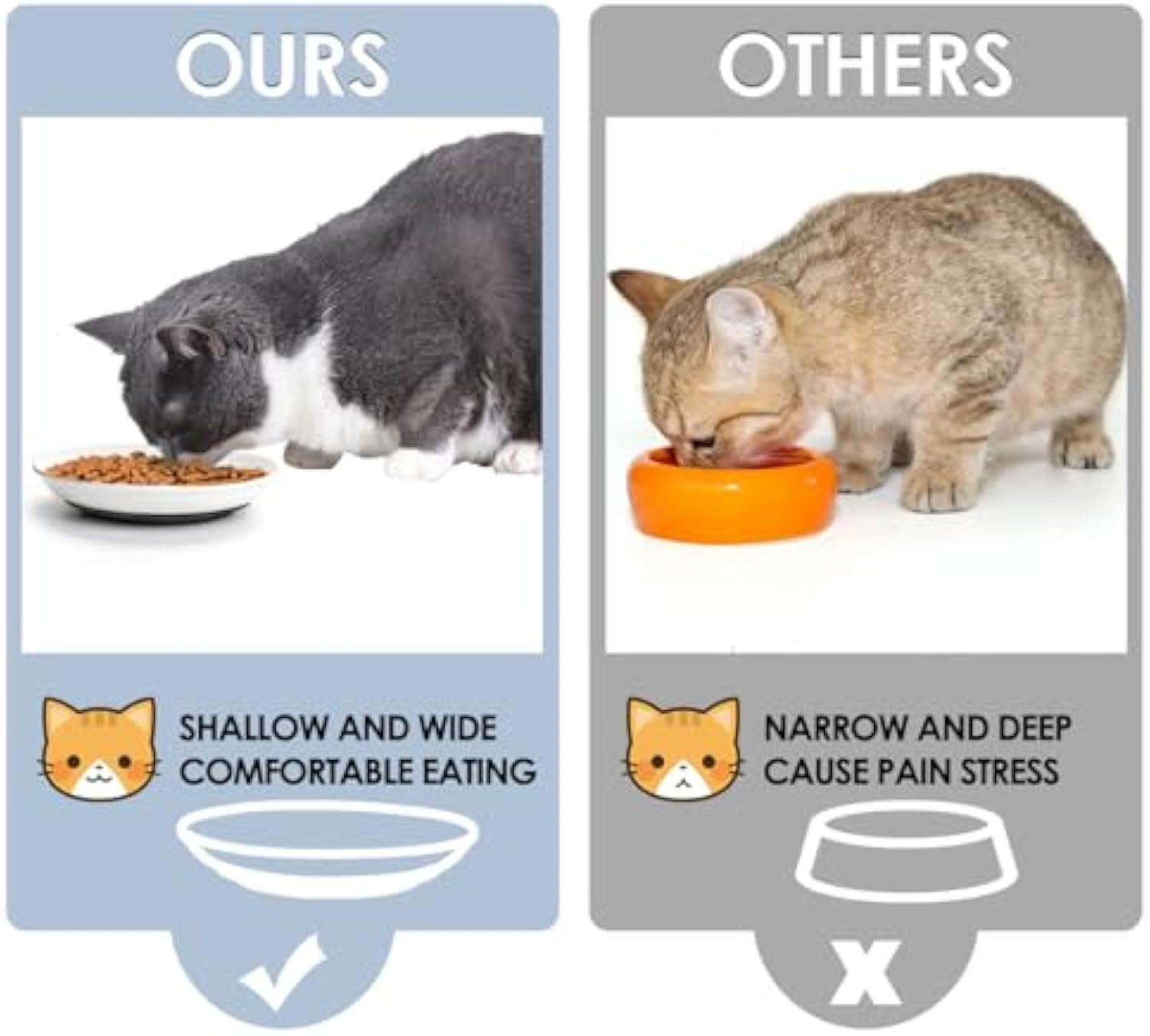 Ceramic Cat Bowls Whisker Friendly