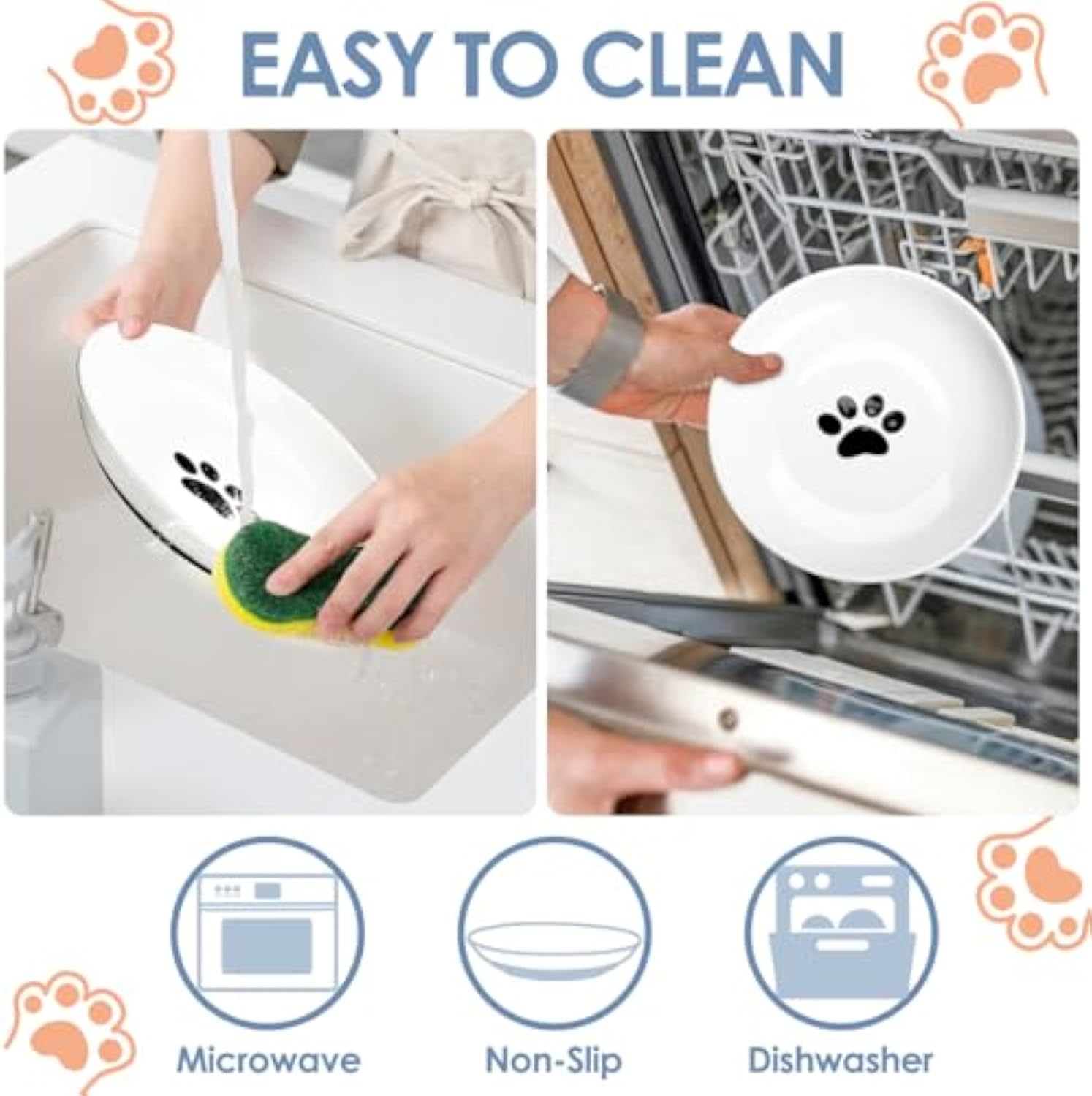 Ceramic Cat Bowls Whisker Friendly